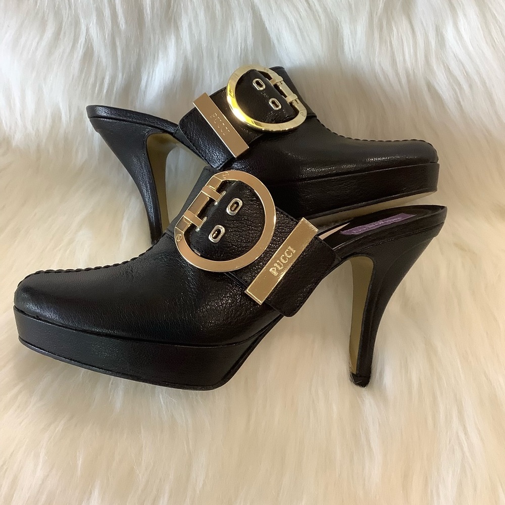 👠 LIKE NEW 👠Emilio Pucci Black Leather Kid Mules Clogs